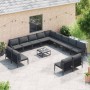 Conjunto de sofás de jardín con cojín 14 pcs Negro Acero en Conjuntos de jardín | Comprar online en Foru.es