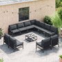 Conjunto de sofás de jardín con cojín 11 pcs Negro Acero en Conjuntos de jardín | Comprar online en Foru.es