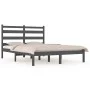 Solid gray pine wood bed frame 200x200 cm by vidaXL, Beds and slatted bases - Ref: Foro24-3103670, Price: 154,52 €, Discount: %
