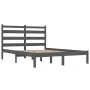 Solid gray pine wood bed frame 200x200 cm by vidaXL, Beds and slatted bases - Ref: Foro24-3103670, Price: 154,52 €, Discount: %
