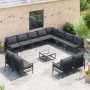 Conjunto de sofás de jardín con cojín 13 pcs Negro Acero en Conjuntos de jardín | Comprar online en Foru.es