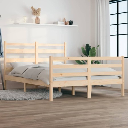 Estructura de cama de madera maciza de pino 160x200 cm de vidaXL, Camas y somieres - Ref: Foro24-3103723, Precio: 134,23 €, D...