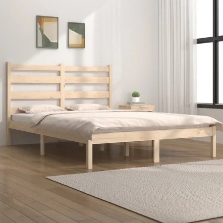 Solid pine wood bed frame 120x200 cm by vidaXL, Beds and slatted bases - Ref: Foro24-3103643, Price: 105,74 €, Discount: %