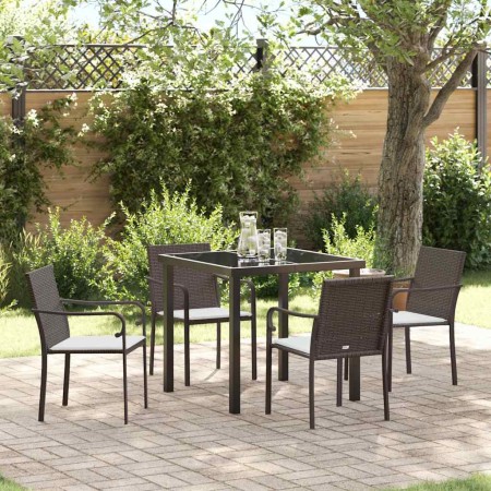 Conjunto de Comedor de Jardín 5 pcs Marrón Poliratán en Sillas de jardín | Comprar online en Foru.es