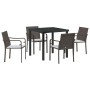 Conjunto de Comedor de Jardín 5 pcs Marrón Poliratán en Sillas de jardín | Comprar online en Foru.es