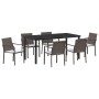 Conjunto de Comedor de Jardín 7 pcs Marrón Poliratán en Sillas de jardín | Comprar online en Foru.es