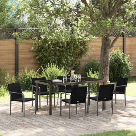 Conjunto de Comedor de Jardín 7 pcs Negro y Gris en Sillas de jardín | Comprar online en Foru.es