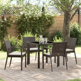 Conjunto de Comedor de Jardín 5 pcs Marrón y Negro en Sillas de jardín | Comprar online en Foru.es