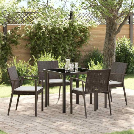 Conjunto de Comedor de Jardín 5 pcs Marrón y Negro en Sillas de jardín | Comprar online en Foru.es