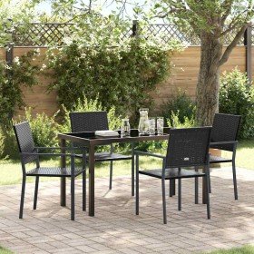 Conjunto de Comedor de Jardín 5 pcs Negro Ratán sintético en Sillas de jardín | Comprar online en Foru.es