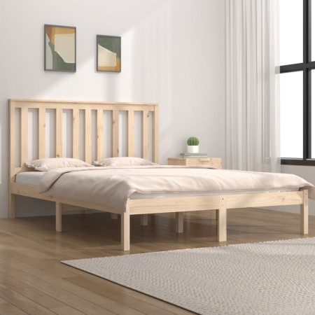 Estructura de cama madera maciza de pino 120x200 cm de vidaXL, Camas y somieres - Ref: Foro24-3103838, Precio: 111,42 €, Desc...