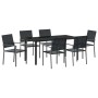 Conjunto de Comedor de Jardín 7 pcs Negro Ratán sintético en Sillas de jardín | Comprar online en Foru.es