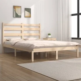Solid pine wood bed frame 200x200 cm by vidaXL, Beds and slatted bases - Ref: Foro24-3103668, Price: 123,54 €, Discount: %