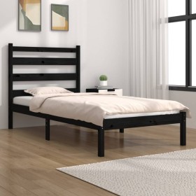 Estructura de cama madera maciza de pino negra 100x200 cm de vidaXL, Camas y somieres - Ref: Foro24-3103642, Precio: 119,66 €...