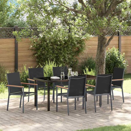 Conjunto de Comedor de Jardín 7 pcs Negro en Sillas de jardín | Comprar online en Foru.es