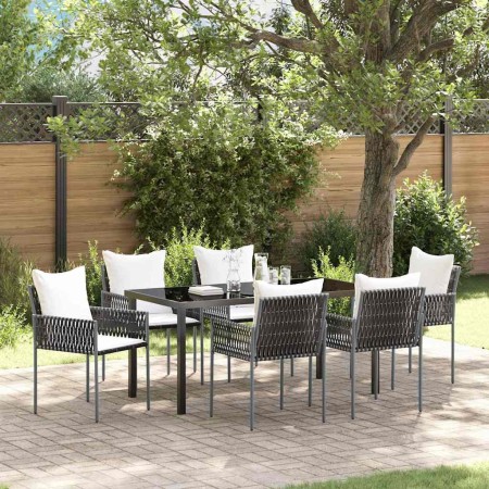 Conjunto de Comedor de Jardín 7 pcs Marrón y Negro en Sillas de jardín | Comprar online en Foru.es