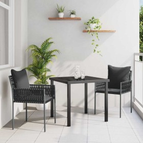 Conjunto de Comedor de Jardín 3 pcs Negro y Gris en Sillas de jardín | Comprar online en Foru.es