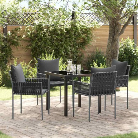 Conjunto de Comedor de Jardín 5 pcs Negro Poliratán en Sillas de jardín | Comprar online en Foru.es