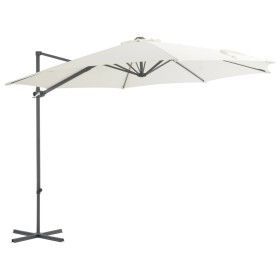 Sombrilla voladiza con poste de acero arena 300 cm de vidaXL, Sombrillas - Ref: Foro24-44628, Precio: 101,56 €, Descuento: %