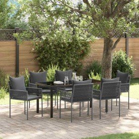 Conjunto de Comedor de Jardín 7 pcs Negro y Gris en Sillas de jardín | Comprar online en Foru.es