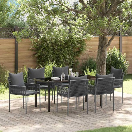 Conjunto de Comedor de Jardín 7 pcs Negro y Gris en Sillas de jardín | Comprar online en Foru.es