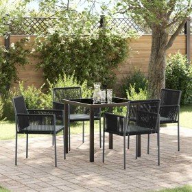 Conjunto de Comedor de Jardín 5 pcs Negro Ratán sintético en Sillas de jardín | Comprar online en Foru.es