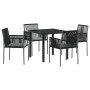 Conjunto de Comedor de Jardín 5 pcs Negro Ratán sintético en Sillas de jardín | Comprar online en Foru.es