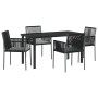 Conjunto de Comedor de Jardín 5 pcs Negro Ratán sintético en Sillas de jardín | Comprar online en Foru.es