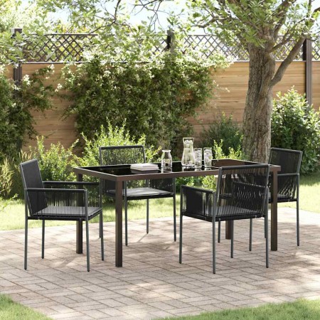 Conjunto de Comedor de Jardín 5 pcs Negro Ratán sintético en Sillas de jardín | Comprar online en Foru.es
