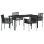 Conjunto de Comedor de Jardín 5 pcs Negro Ratán sintético en Sillas de jardín | Comprar online en Foru.es