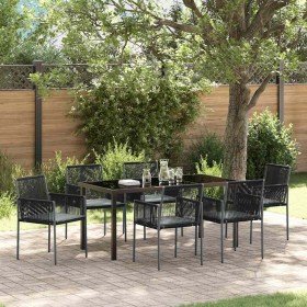 Conjunto de Comedor de Jardín 7 pcs Negro Ratán sintético en Sillas de jardín | Comprar online en Foru.es