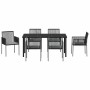Conjunto de Comedor de Jardín 7 pcs Negro Ratán sintético en Sillas de jardín | Comprar online en Foru.es