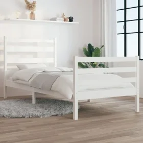 Estructura de cama madera maciza de pino blanco 100x200 cm de vidaXL, Camas y somieres - Ref: Foro24-3103704, Precio: 109,42 ...