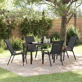 Conjunto de Comedor de Jardín 5 pcs Negro en Sillas de jardín | Comprar online en Foru.es