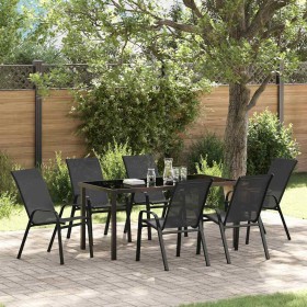 Conjunto de Comedor de Jardín 7 pcs Negro Textileno y acero en Sillas de jardín | Comprar online en Foru.es