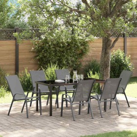 Conjunto de Comedor de Jardín 7 pcs Gris y Negro en Sillas de jardín | Comprar online en Foru.es