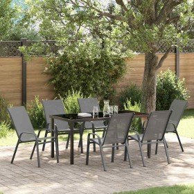 Conjunto de Comedor de Jardín 7 pcs Gris y Negro en Sillas de jardín | Comprar online en Foru.es