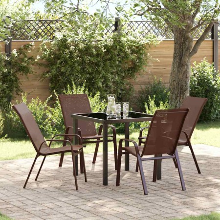 Conjunto de Comedor de Jardín 5 pcs Marrón y Negro en Sillas de jardín | Comprar online en Foru.es