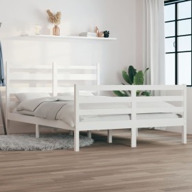 Estructura de cama madera maciza de pino blanco 120x200 cm de vidaXL, Camas y somieres - Ref: Foro24-3103709, Precio: 122,19 ...
