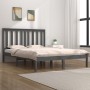 Estructura de cama de madera maciza de pino gris 200x200 cm de vidaXL, Camas y somieres - Ref: Foro24-3103865, Precio: 167,38...