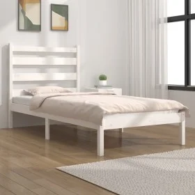 Massiver Bettrahmen aus weißem Kiefernholz, 100 x 200 cm von vidaXL, Betten und Lattenroste - Ref: Foro24-3103639, Preis: 98,...