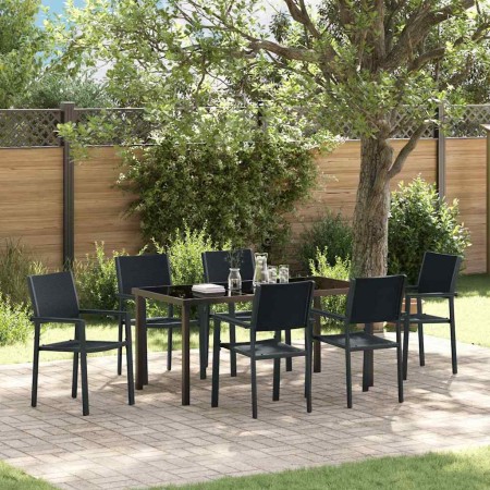Conjunto de Comedor de Jardín 7 pcs Negro en Sillas de jardín | Comprar online en Foru.es