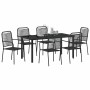 Conjunto de Comedor de Jardín 7 pcs Negro en Sillas de jardín | Comprar online en Foru.es