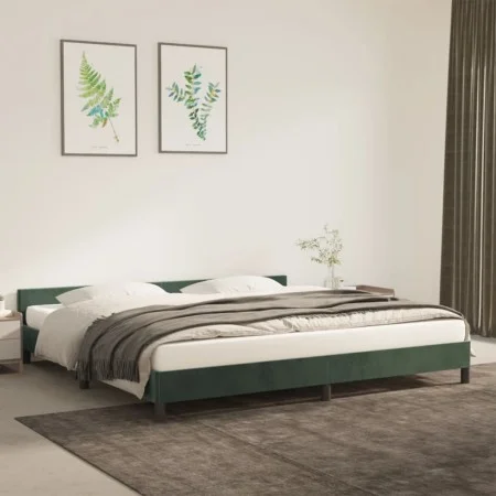 Estructura cama con cabecero terciopelo verde oscuro 200x200 cm de vidaXL, Camas y somieres - Ref: Foro24-347594, Precio: 130...