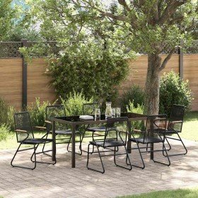 Conjunto de Comedor de Jardín 7 pcs Negro en Sillas de jardín | Comprar online en Foru.es