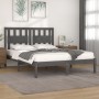 Estructura de cama de madera maciza de pino gris 200x200 cm de vidaXL, Camas y somieres - Ref: Foro24-3103955, Precio: 174,18...