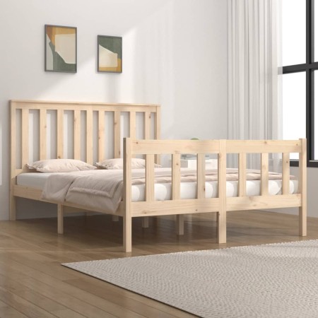 Estructura de cama madera maciza de pino 120x190 cm de vidaXL, Camas y somieres - Ref: Foro24-3103878, Precio: 117,66 €, Desc...