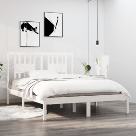Estructura de cama de madera maciza de pino blanco 140x190 cm de vidaXL, Camas y somieres - Ref: Foro24-3104044, Precio: 136,...