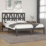 Estructura de cama de madera maciza de pino gris 200x200 cm de vidaXL, Camas y somieres - Ref: Foro24-3104020, Precio: 161,74...