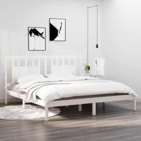 Estructura de cama madera maciza blanco Supe King 180x200 cm de vidaXL, Camas y somieres - Ref: Foro24-3104079, Precio: 153,0...